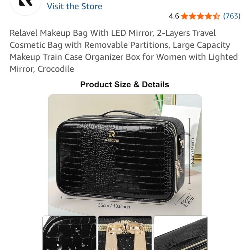 Relavel Makeup Bag with LED Mirror